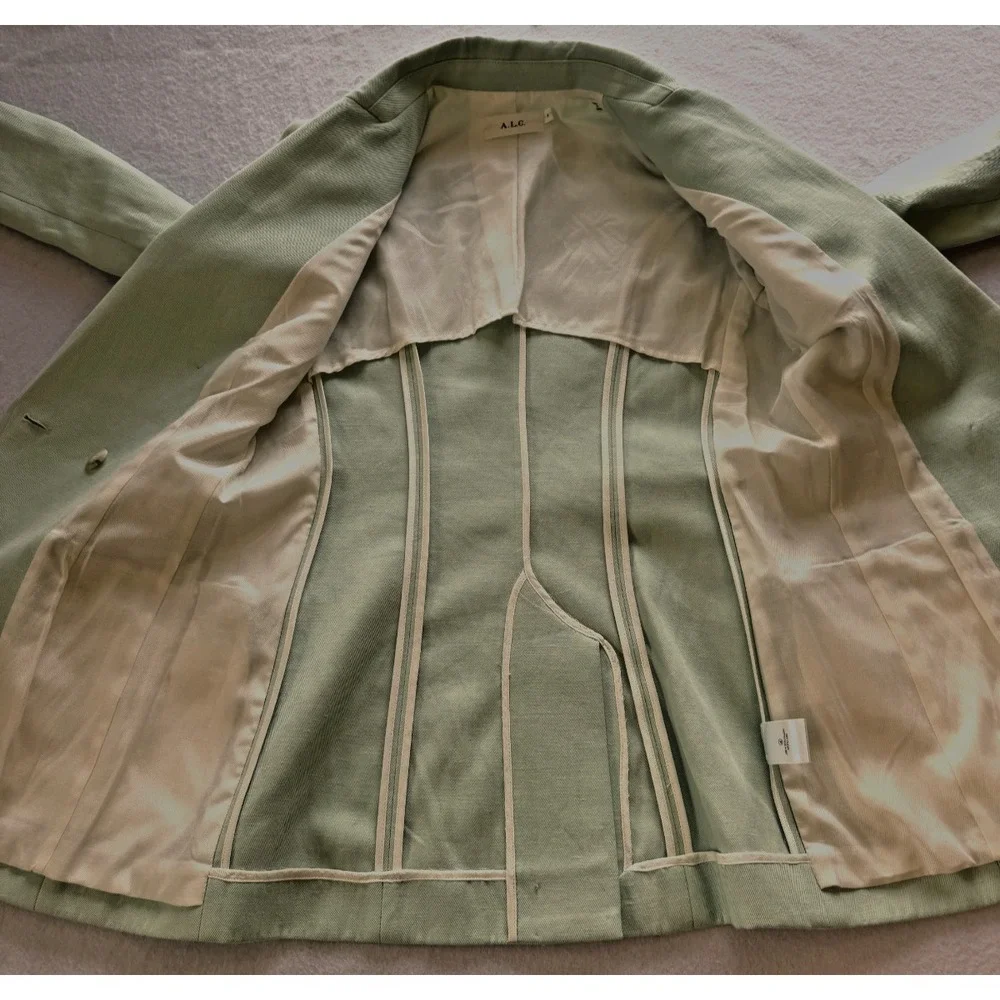 A.L.C. Sedgwick II Double‎ Breasted Blazer Mint Green Gold buttons Size 2  Small